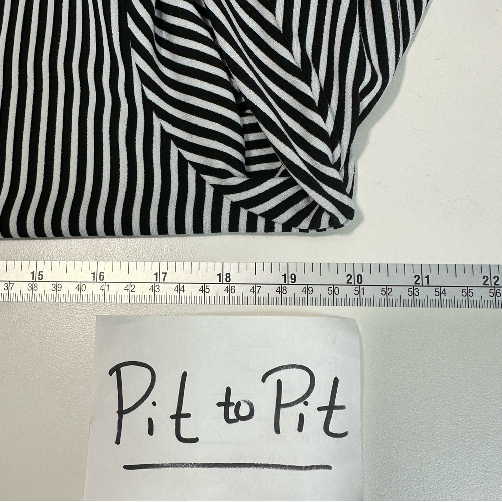 ADRIANNA PAPELL Black White Stripes Long Balloon Sleeves Blouse Sz Med K… - Picture 9 of 12